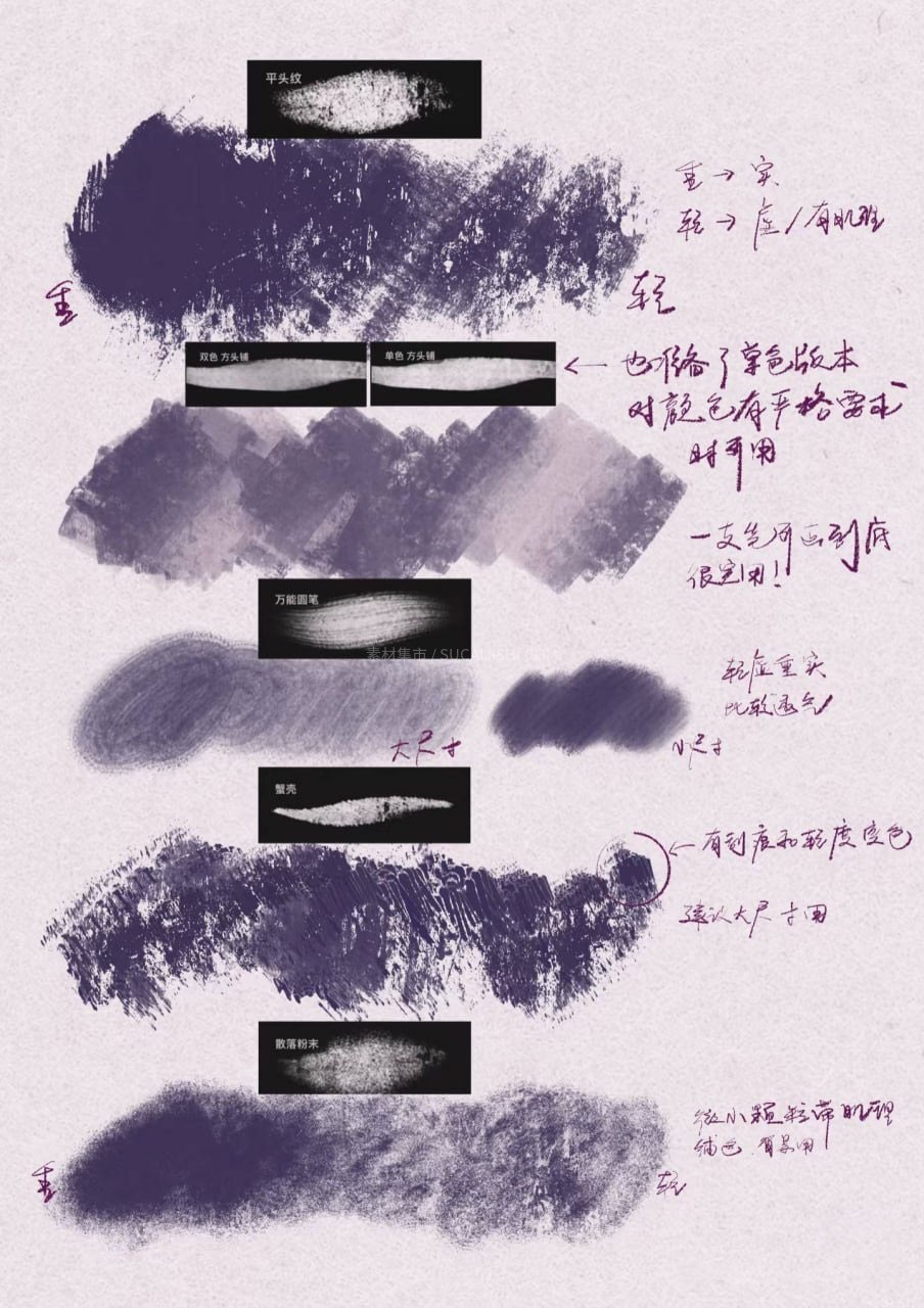 16支Procreate厚涂粗糙笔触画笔
